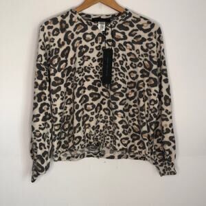NWT Know One Cares Leopard Print Fleece Top